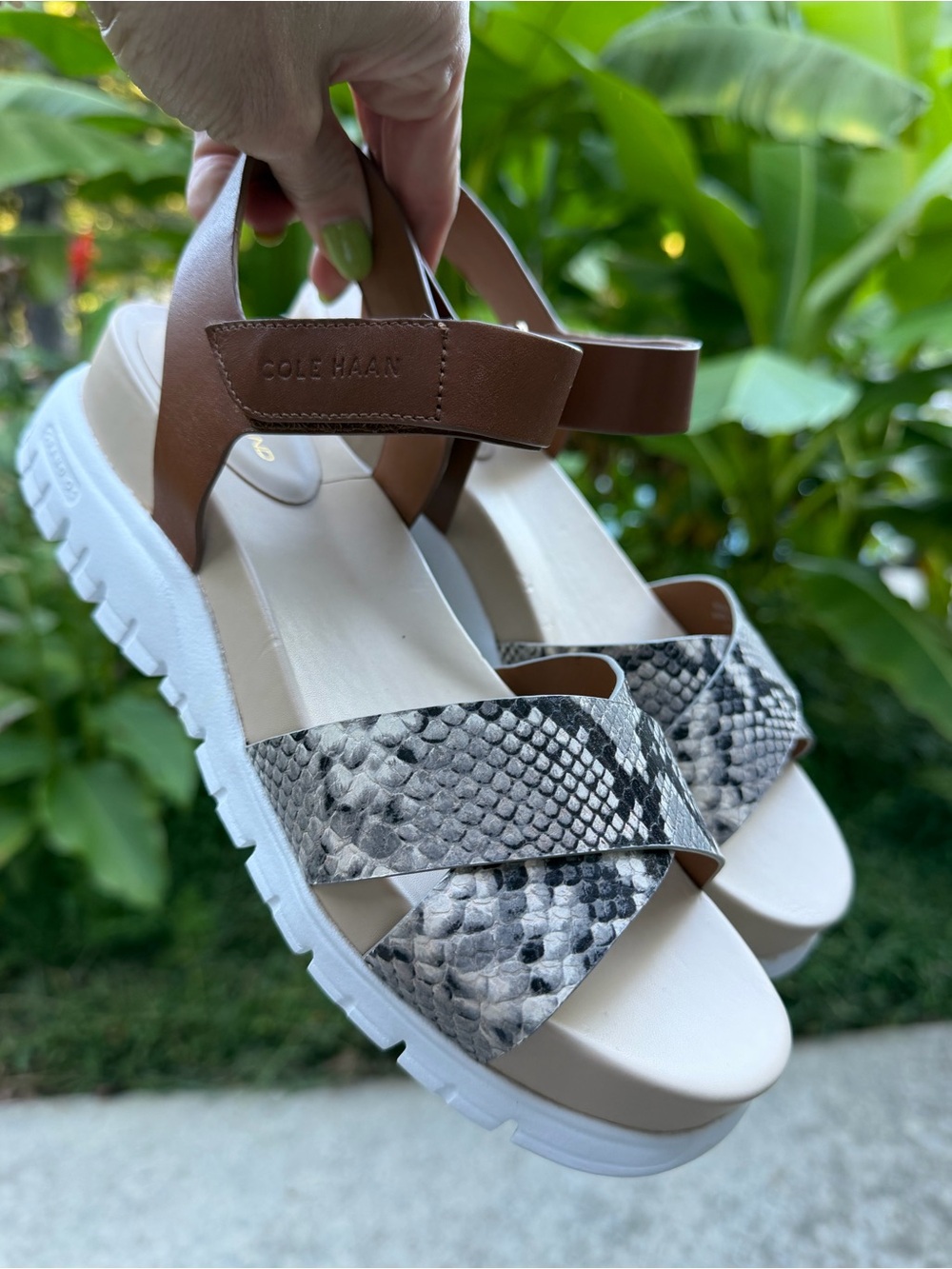 NWOT Cole Haan Zerogrand Brown Leather Criss Cross Slingback Sandals Size 7